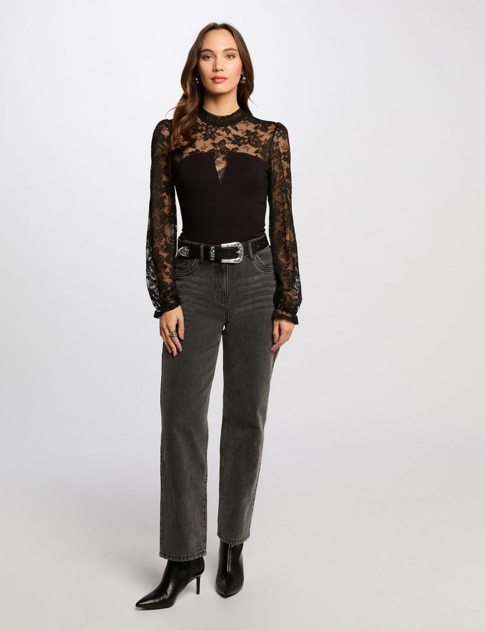 T-shirt met lange mouwen zwart vrouw