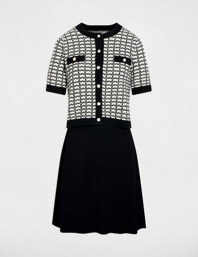 Robe tricot effet 2-en-1 noir femme