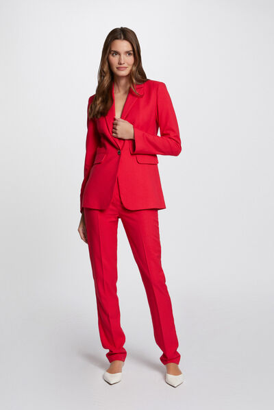Skinny broek met figuurnaden medium rood vrouw