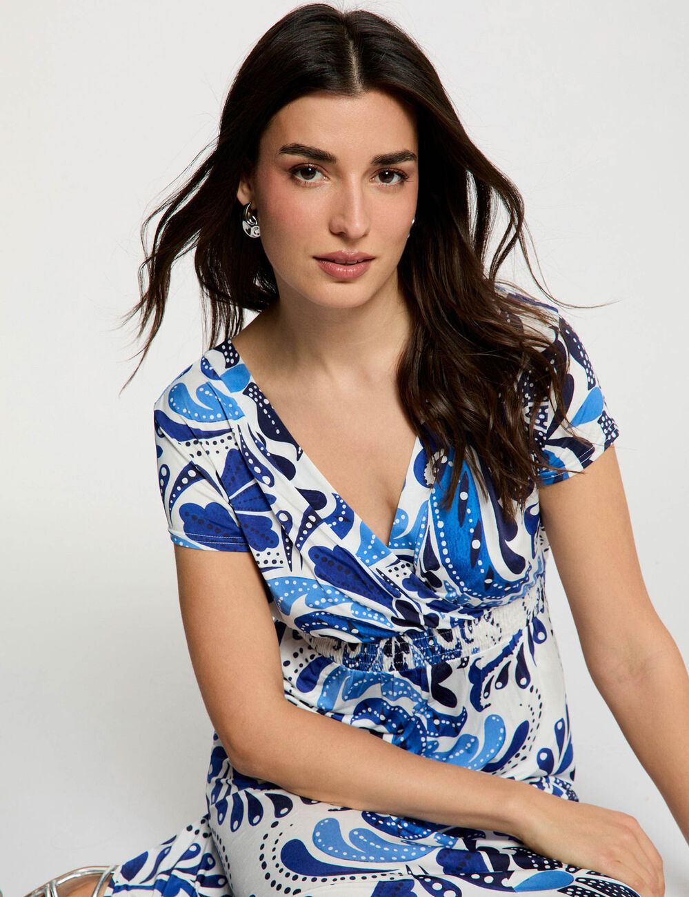 Robe longue fluide multicolore femme