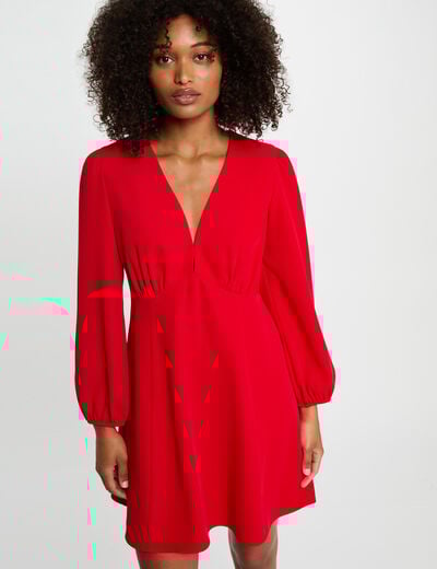 Robe courte trapèze rouge femme