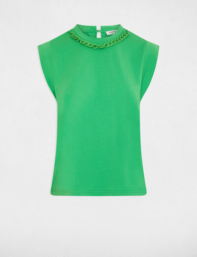 T-shirt manches courtes chaîne vert femme