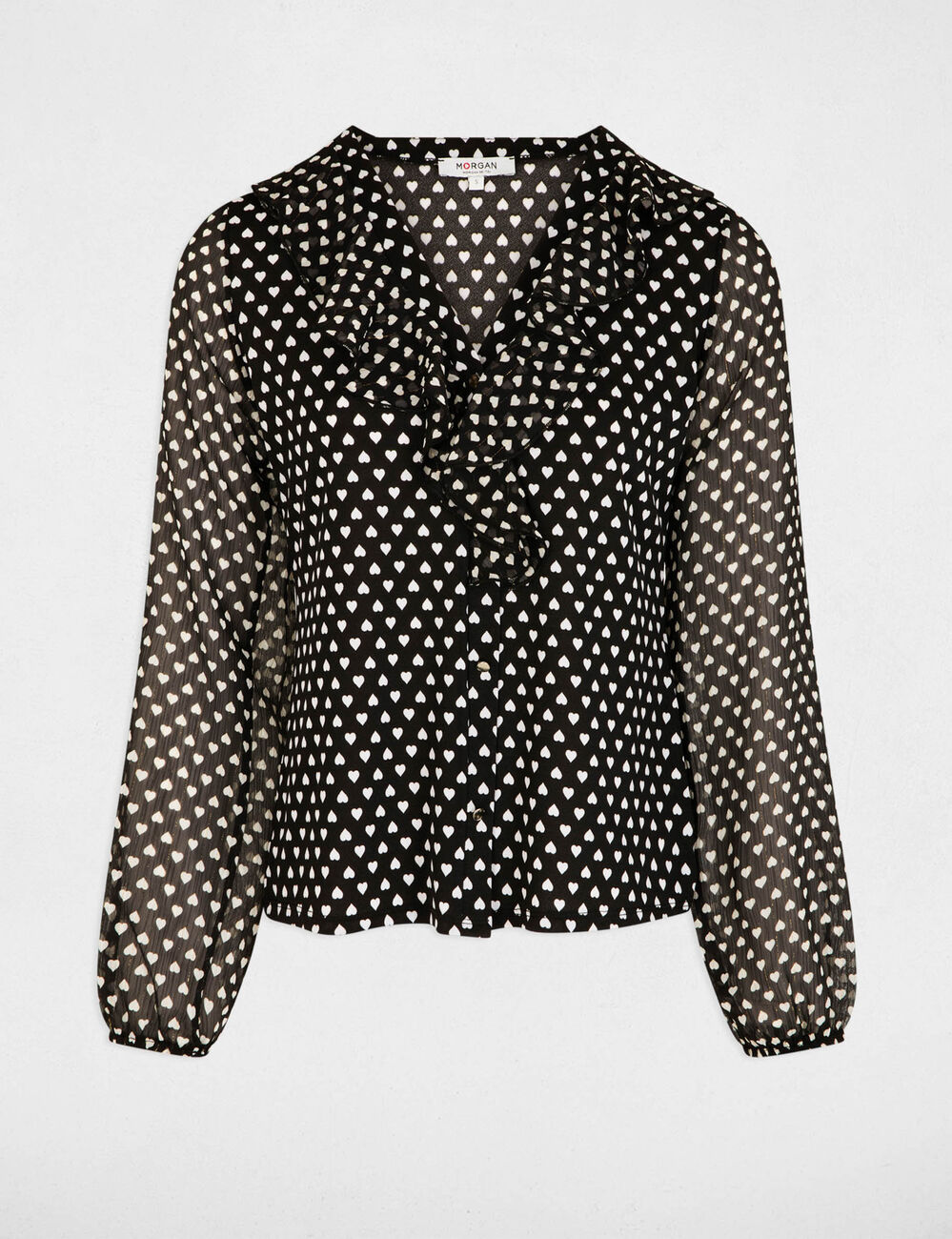 Voile blouse met v-hals zwart vrouw