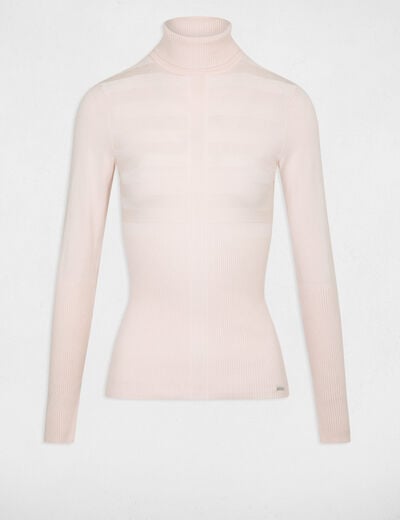 Pull col roulé ajusté rose femme