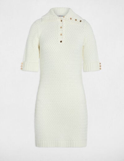 Robe courte col camionneur blanc femme