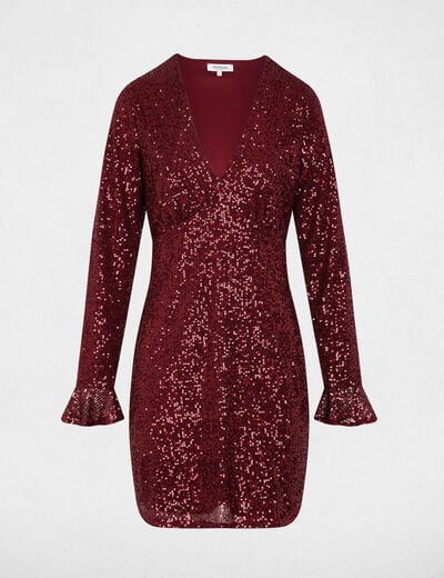 Robe courte à sequins prune femme