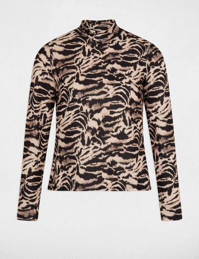 Getailleerd T-shirt met hoge hals meerkleurig vrouw