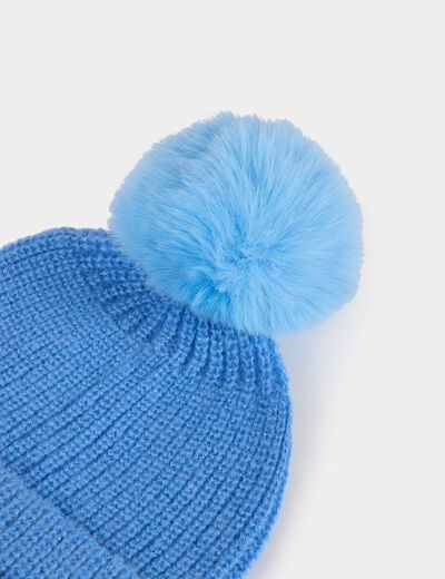 Muts met pompon bleu vrouw