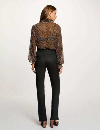 T-shirt col lavallière jaune or femme