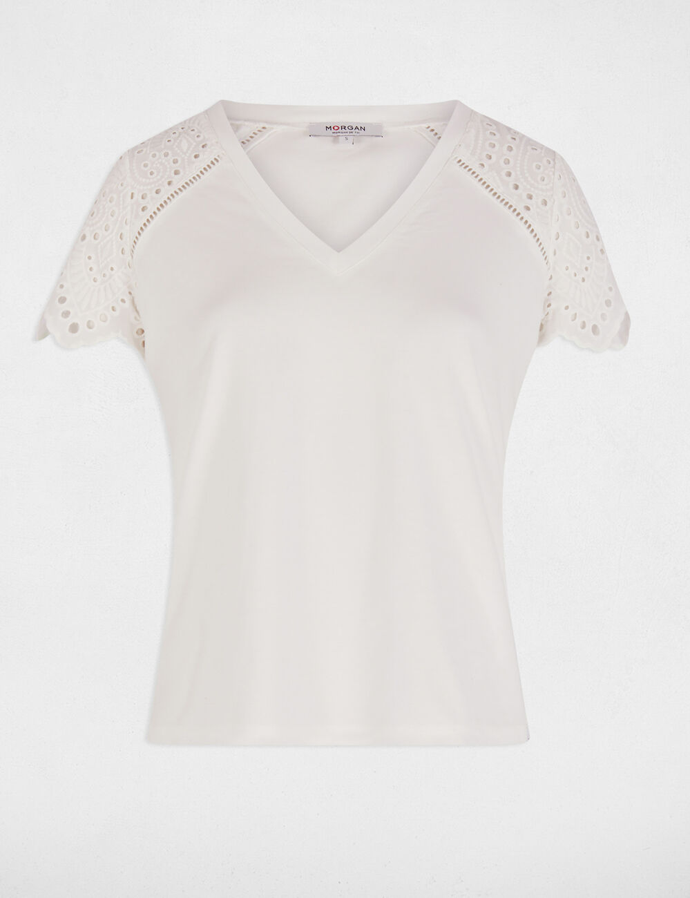 T-shirt met korte mouwen helder wit vrouw