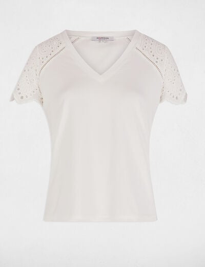 T-shirt met korte mouwen helder wit vrouw