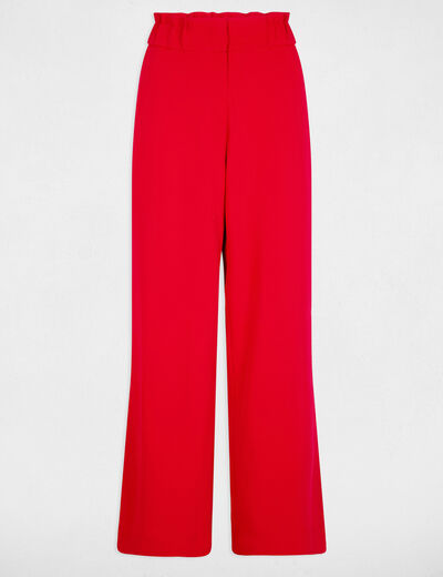 Wijde broek met plooien rood vrouw