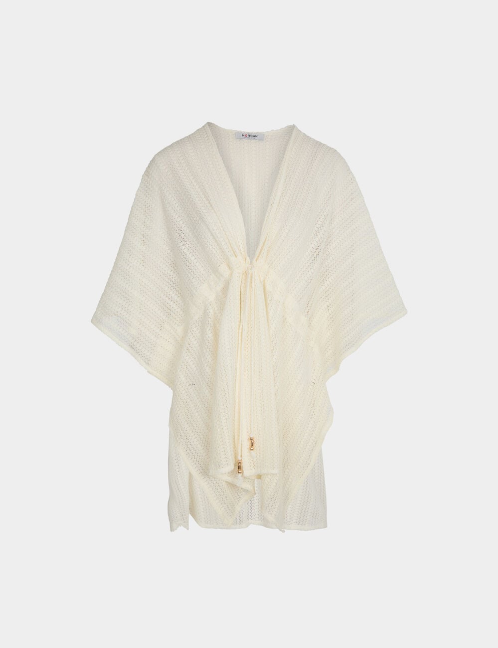 Poncho col v blanc femme