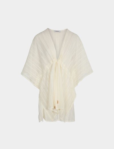 Poncho col v blanc femme