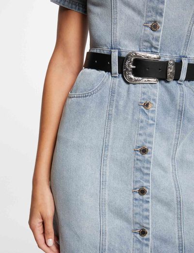 Robe courte ajustée en jean jean bleached femme