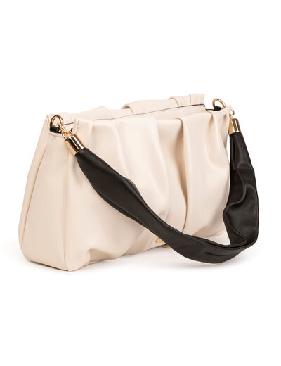 Sac pochette avec fronces beige femme