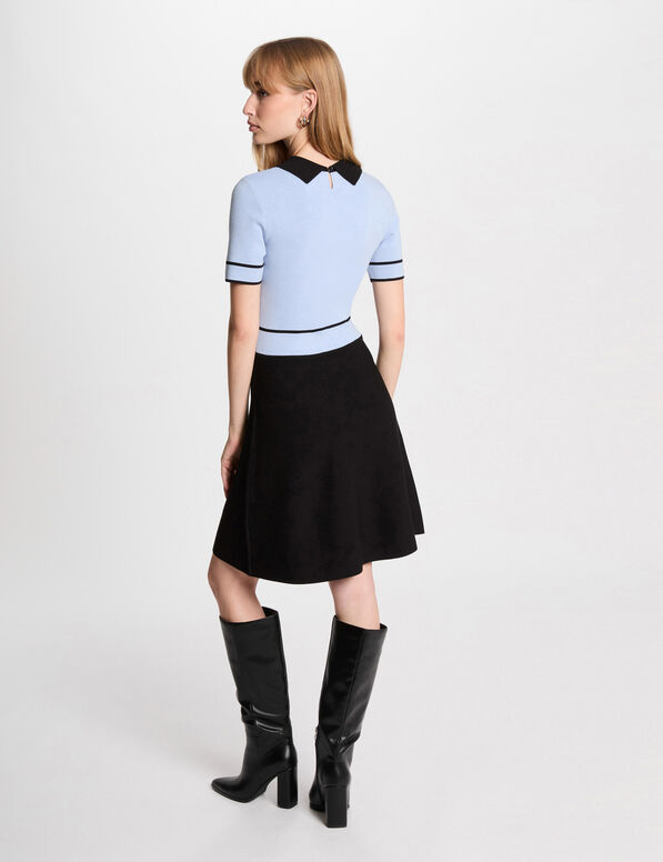 robe tricot courte trapeze bleu ciel femme Robe tricot courte trapèze bleu ciel femme