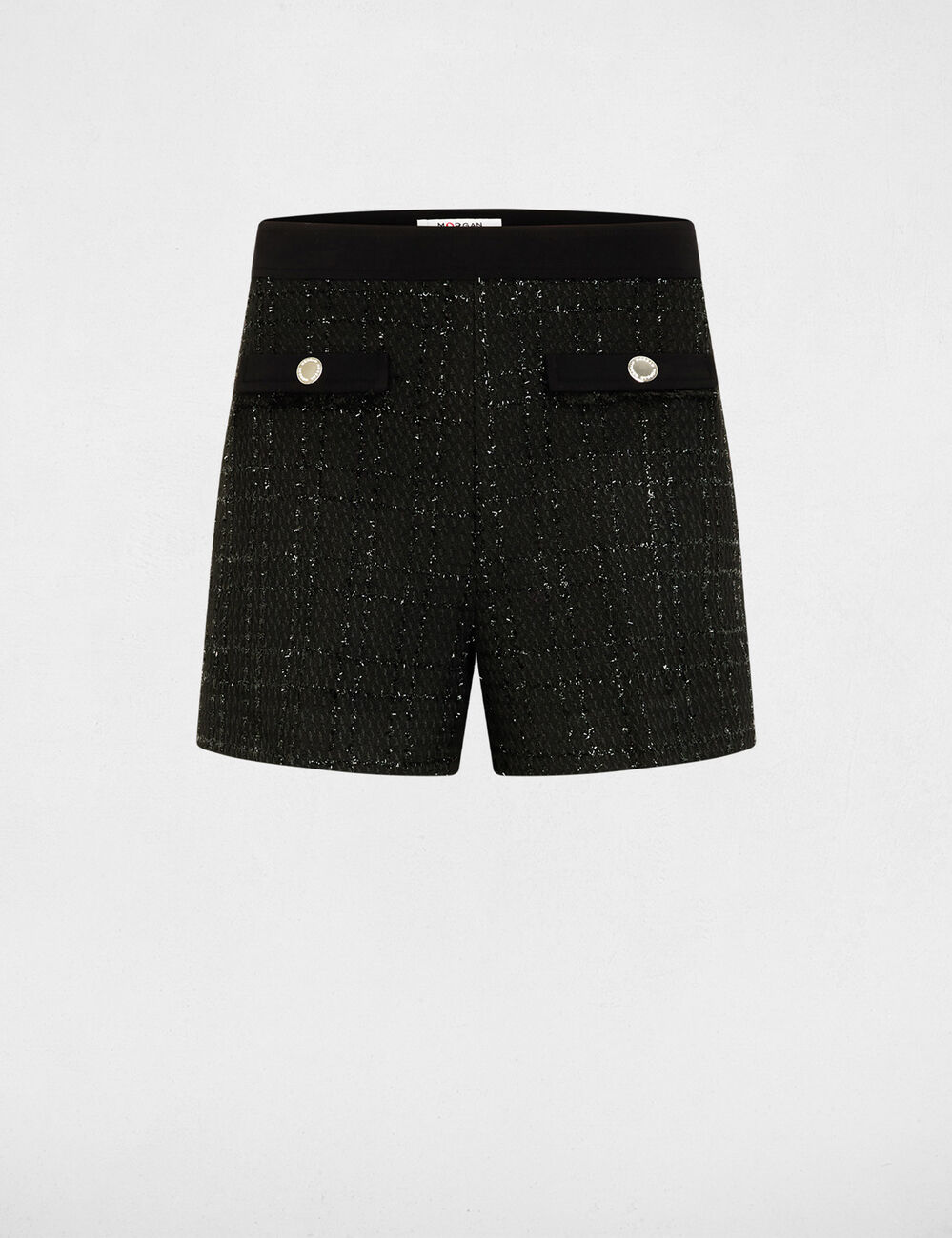 nauwsluitende tweed short zwart vrouw Nauwsluitende tweed short zwart vrouw