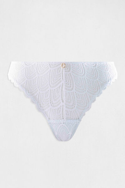Tanga en dentelle blanc femme