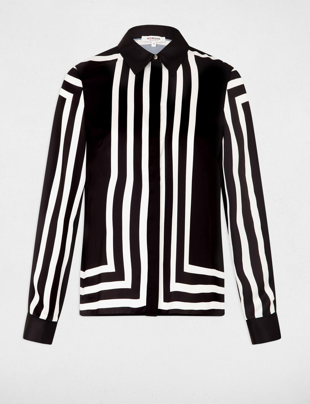 Chemise manches longues rayée noir femme