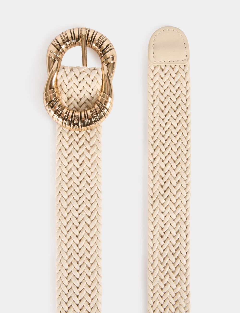Ceinture large tressée blanc femme
