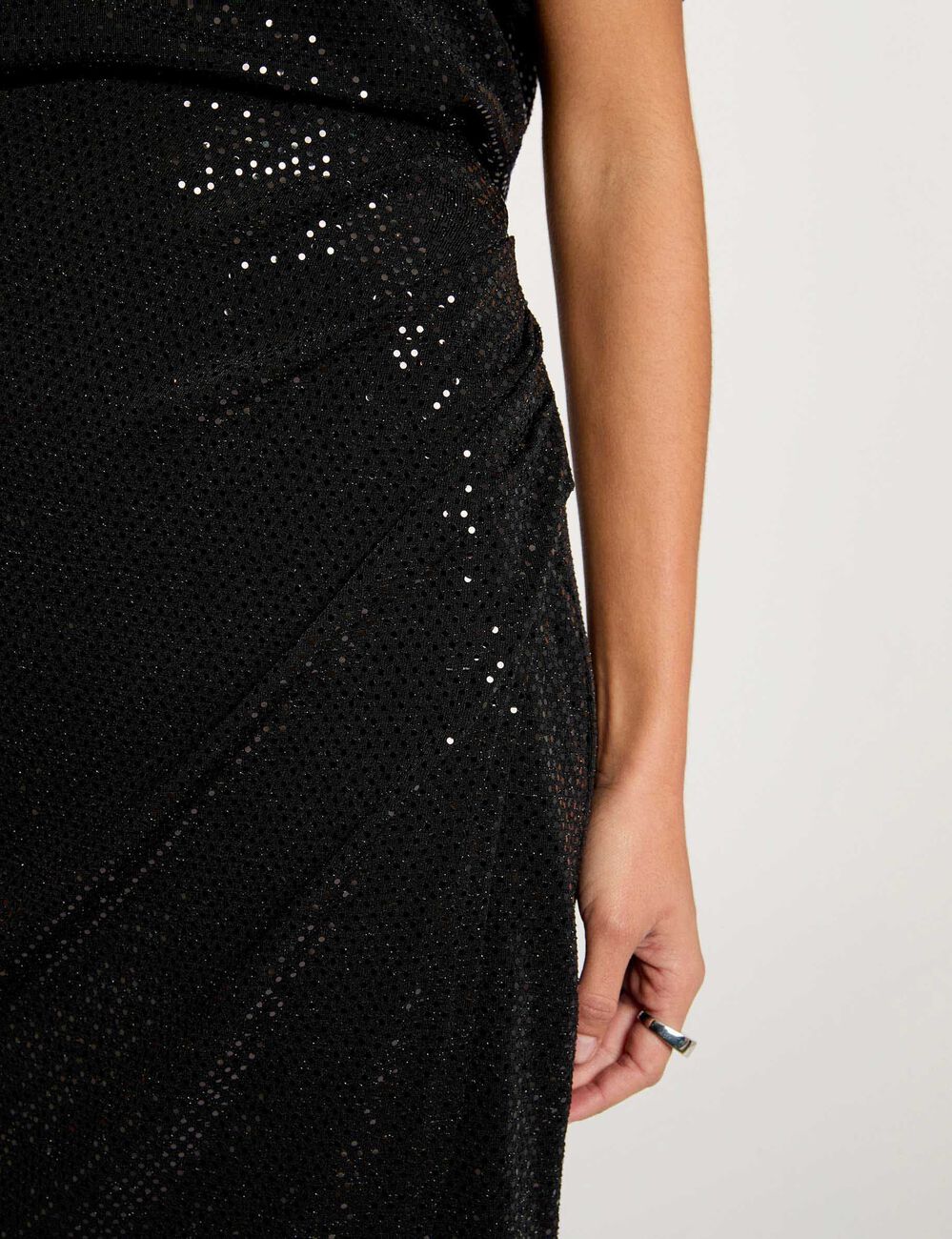 Jupe portefeuille ajustée noir femme