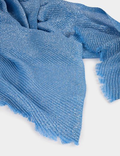 Plissé sjaal met metallic draad bleu vrouw