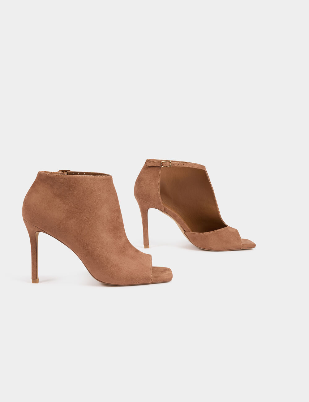 Sandalen met halfopen hakken bruin vrouw