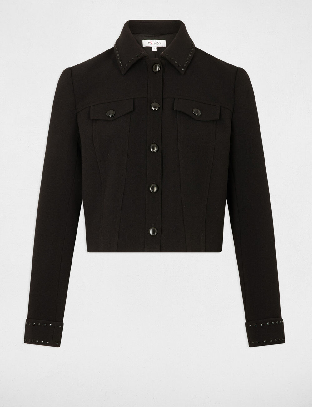 Veste courte cloutée noir femme