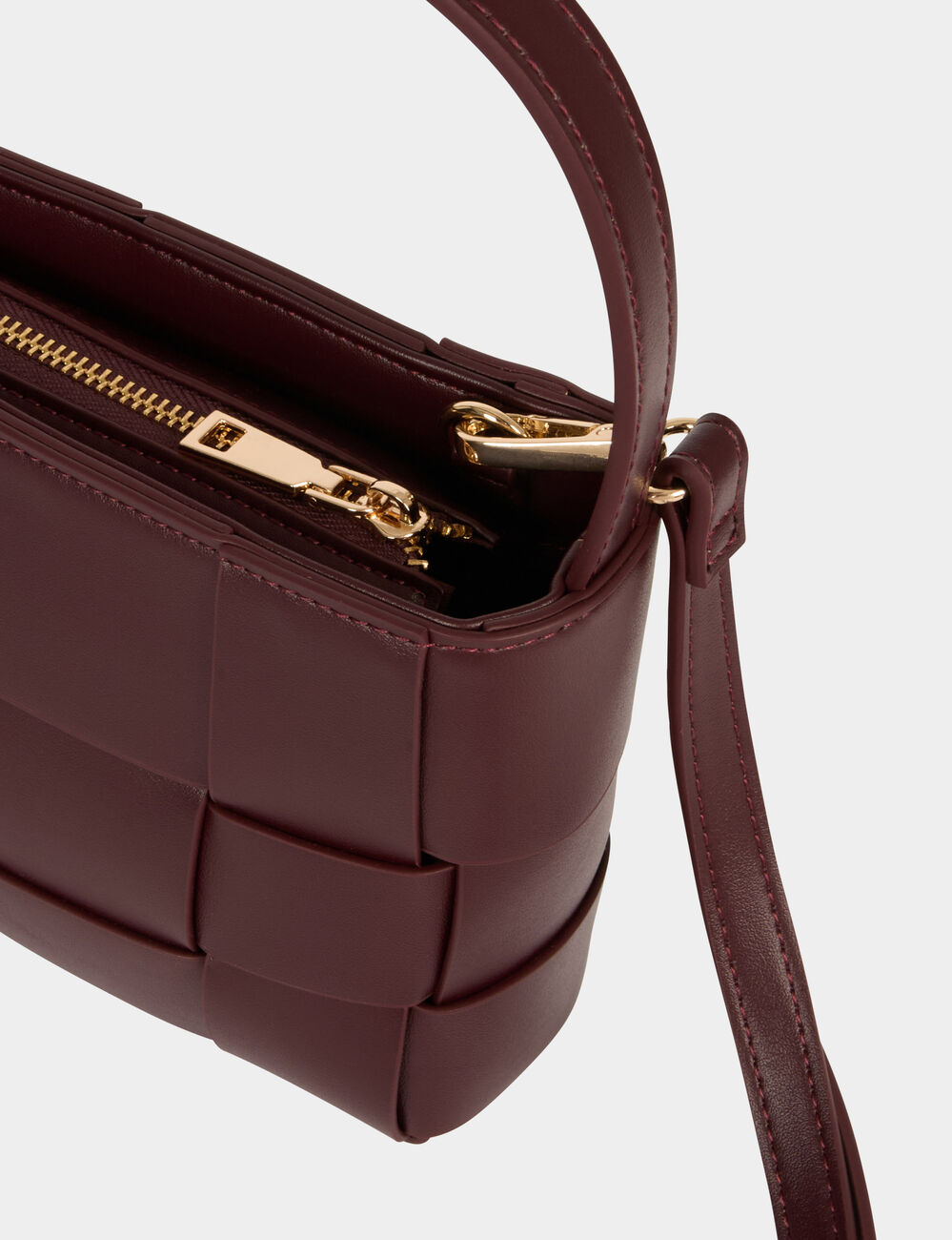 Gevlochten tas van imitatieleer bordeaux vrouw
