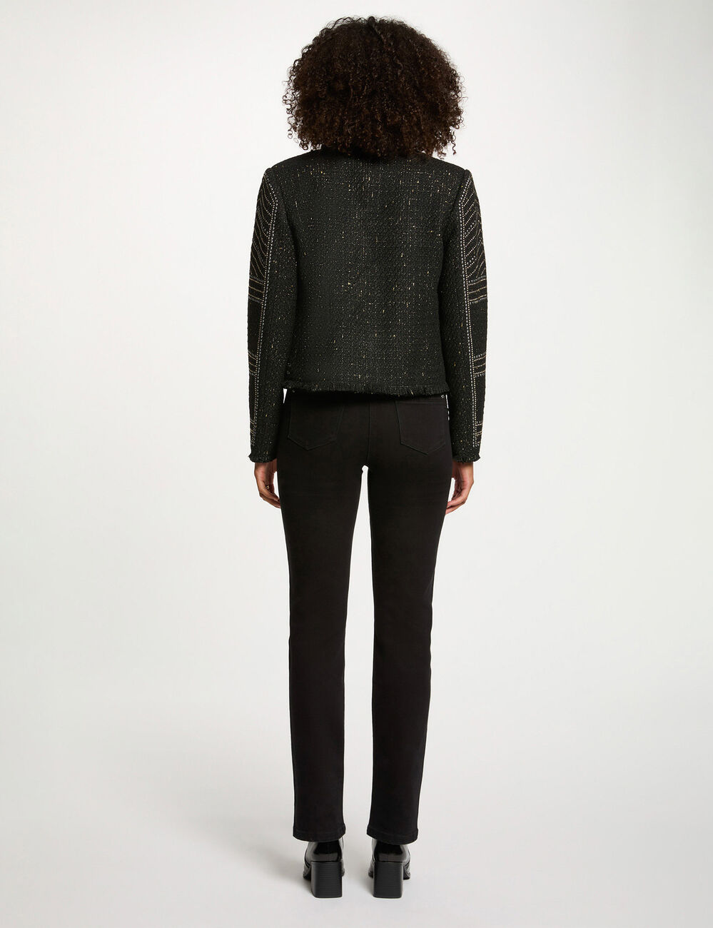 Rechte jeans met strass zwart vrouw