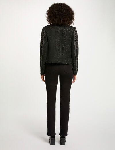 Jean droit strass noir femme