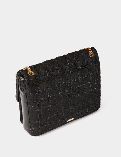 Sac tweed métallisé noir femme