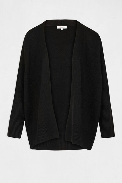 Gilet manches longues à col ouvert noir femme