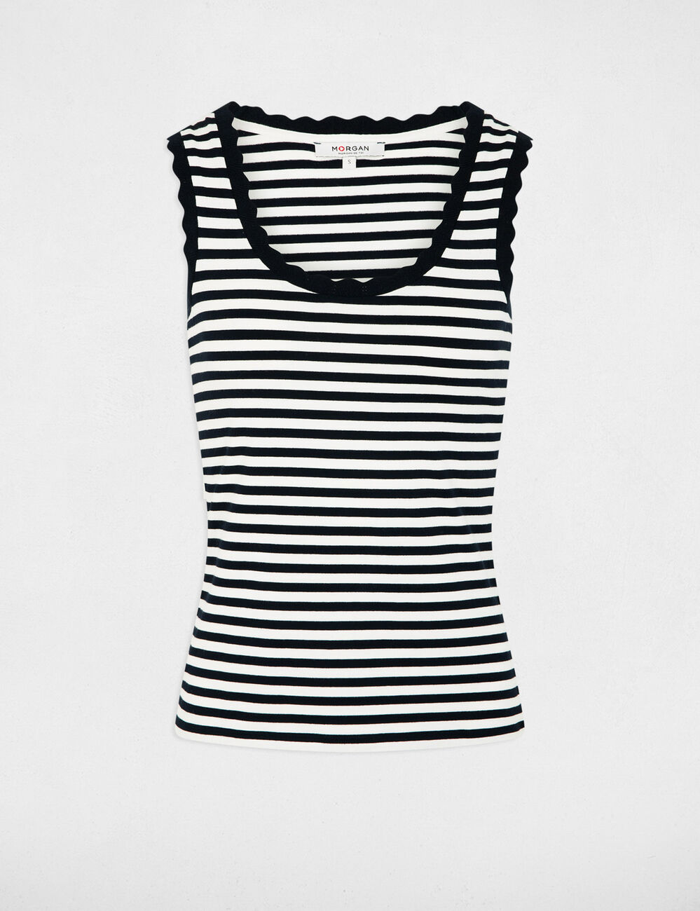 Gestreepte tanktop met ronde hals marineblauw vrouw