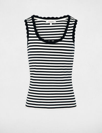 Gestreepte tanktop met ronde hals marineblauw vrouw