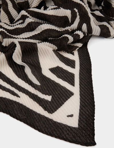 Foulard plissé imprimé ivoire femme