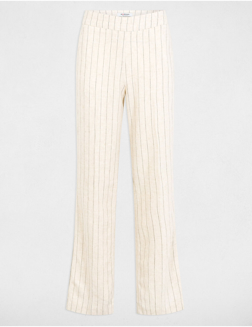 Gestreepte wijde broek beige vrouw