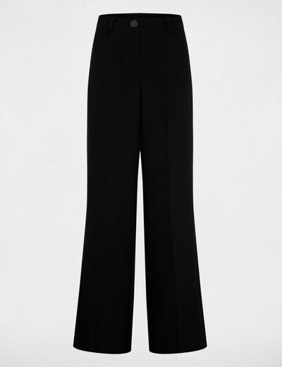 Pantalon large taille haute noir femme