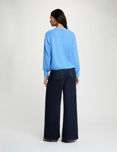 Vest met V-hals bleu vrouw