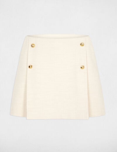 Jupe-short tweed ajust&eacute;e sable femme
