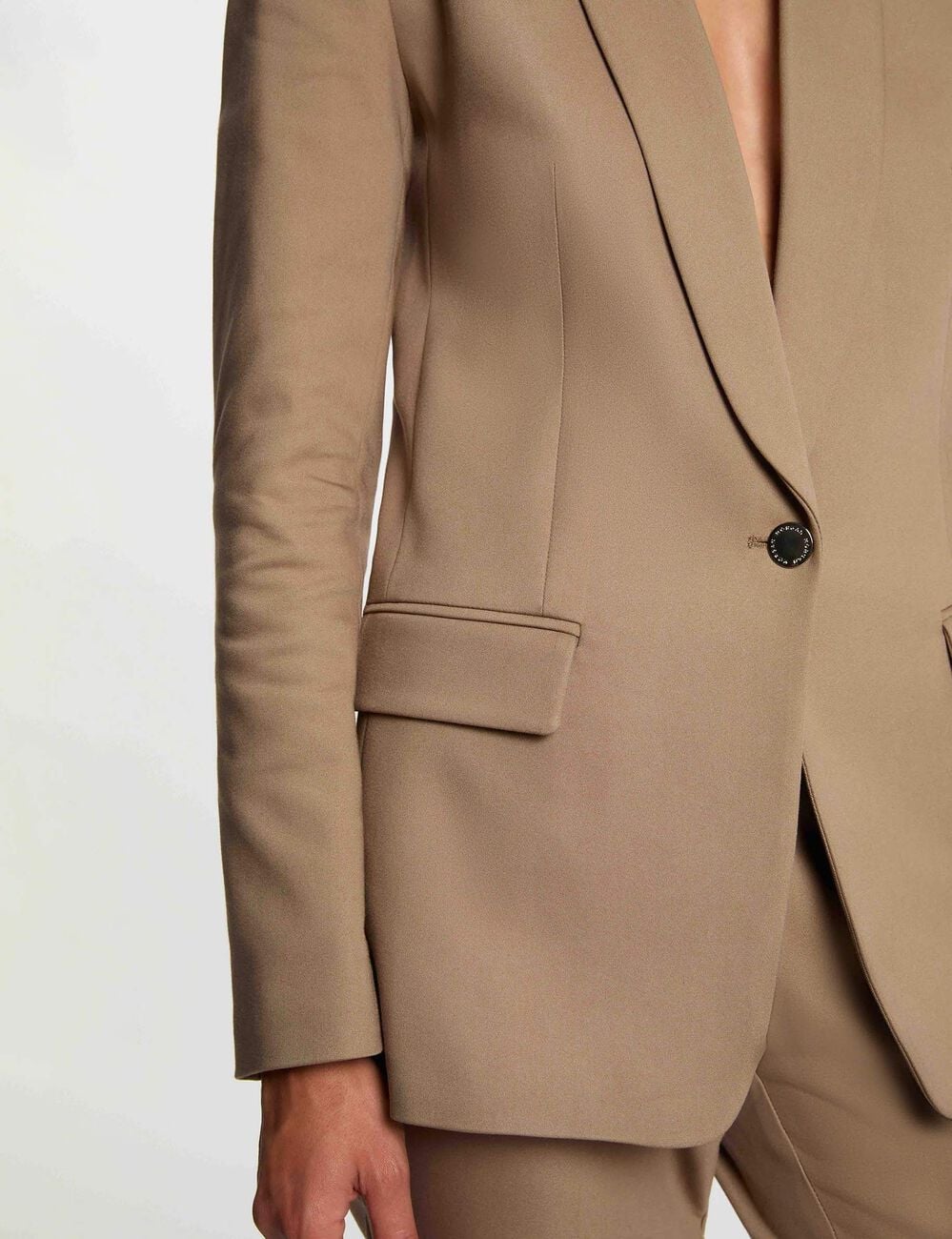 Korte jas met sjaalkraag taupe vrouw