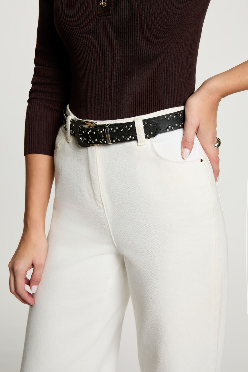 Fijne riem met studs zwart vrouw