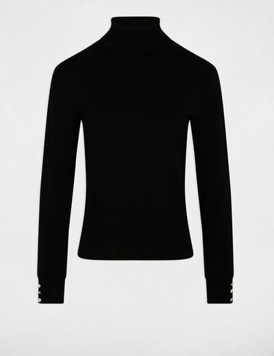 Pull col roulé noir femme