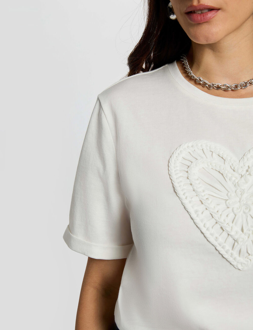 Recht T-shirt met korte mouwen helder wit vrouw