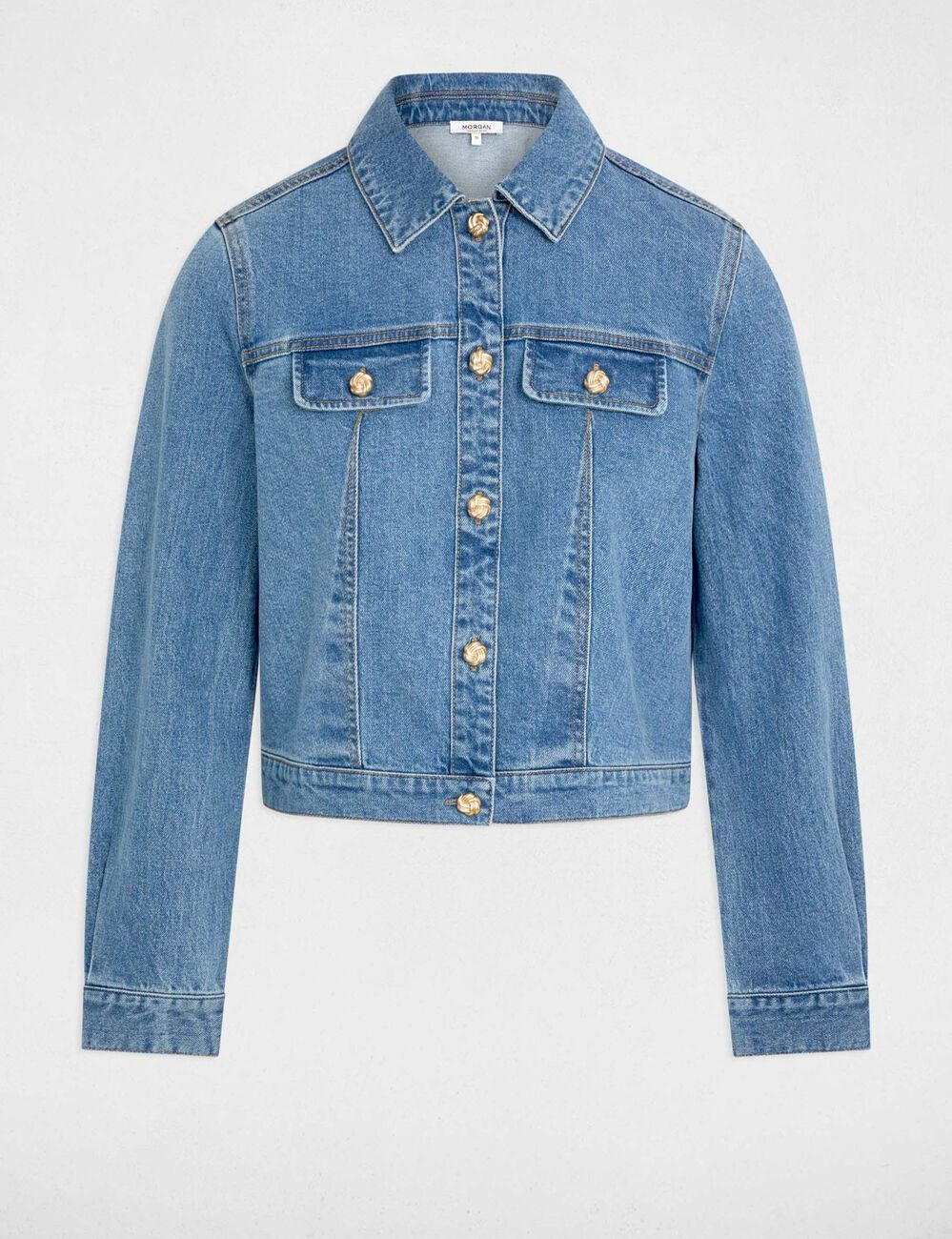 Veste jean cropped denim stone femme
