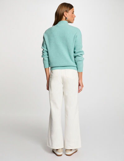 Pull manches longues avec boutons vert femme