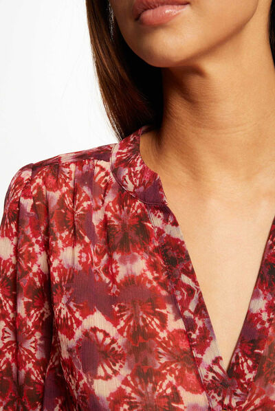 Shirt lange mouwen en abstracte print veelkleurig vrouw