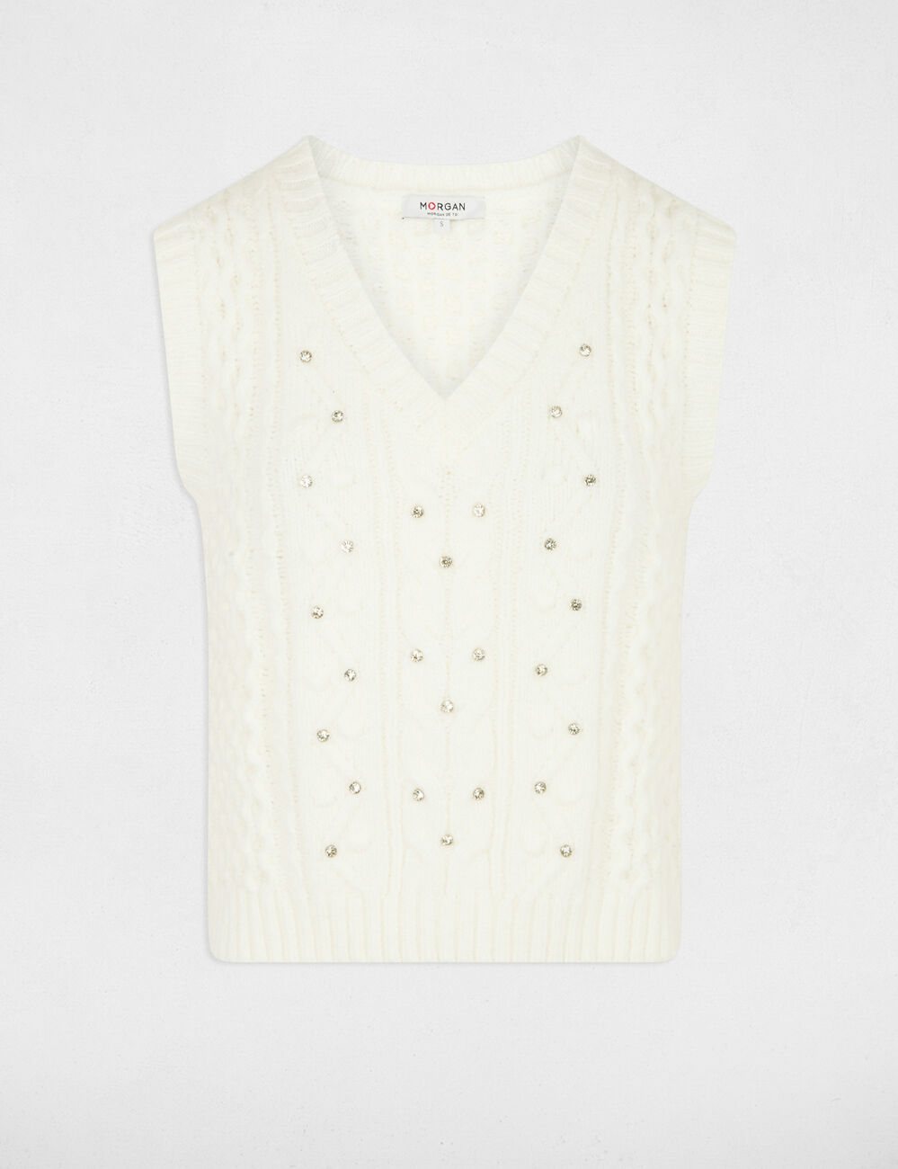 Pull sans manches blanc femme