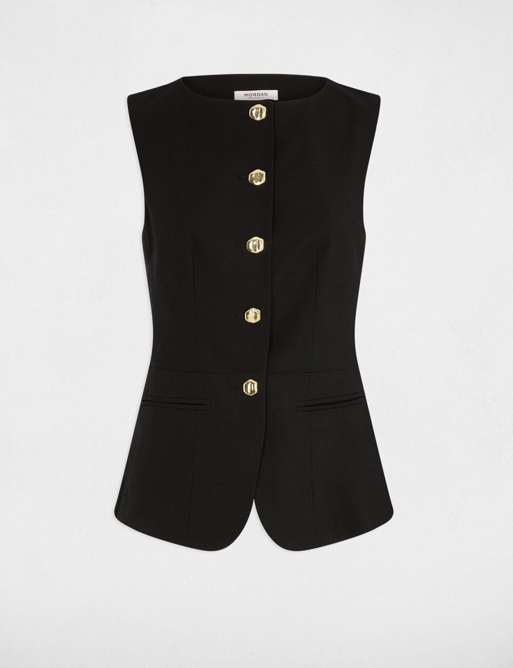 Getailleerd mouwloos vest zwart vrouw